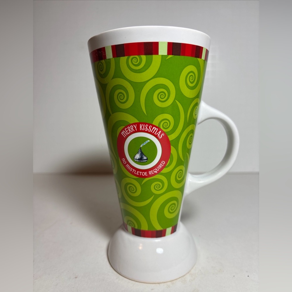 Hersheys Merry Kissmas Tall Bright Green Hot Cocoa Mug, 6.75 inch tall
